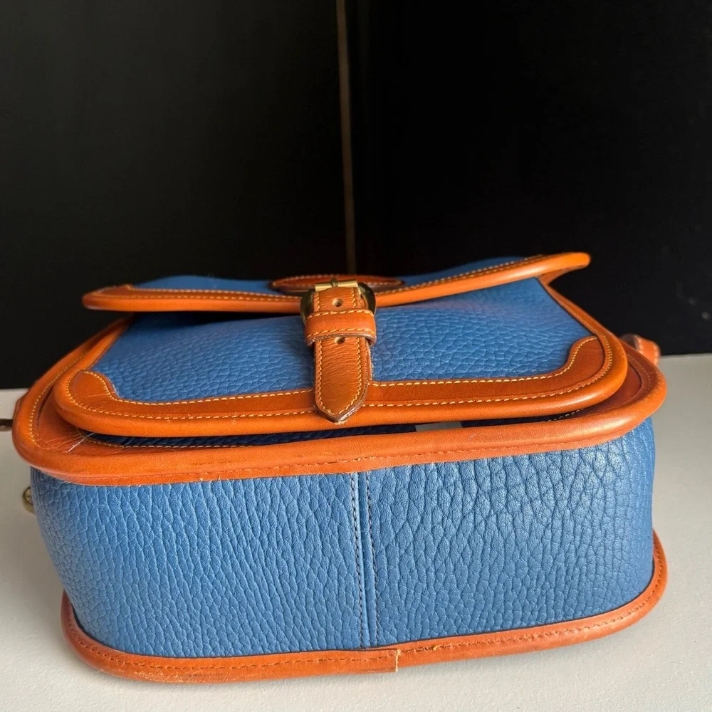 Dooney and Bourke awl French Blue Leather Surrey Messenger Carrier Crossbody Bag - Picture 5 of 16